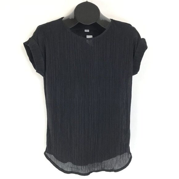 Madison Grey Tops - NEW Madison Grey Crew Neck Ribbed Blouse Women's Size Small Black Stretch Sheer